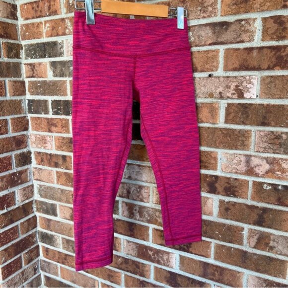 LULULEMON   * Wunder Under Crop II Diamond Jacquard Space Dye Bumble Berry Sz 4 - Picture 10 of 16